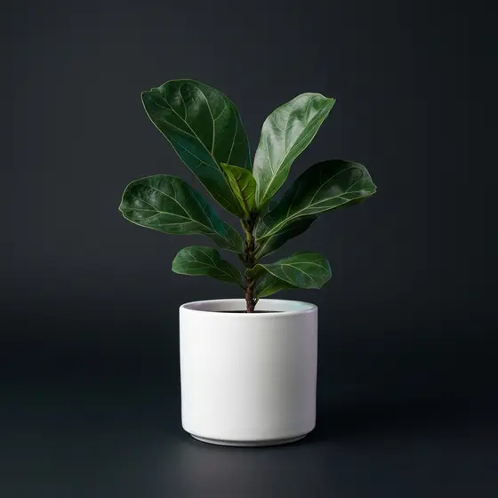 Potted fiddle-leaf fig in a white pot